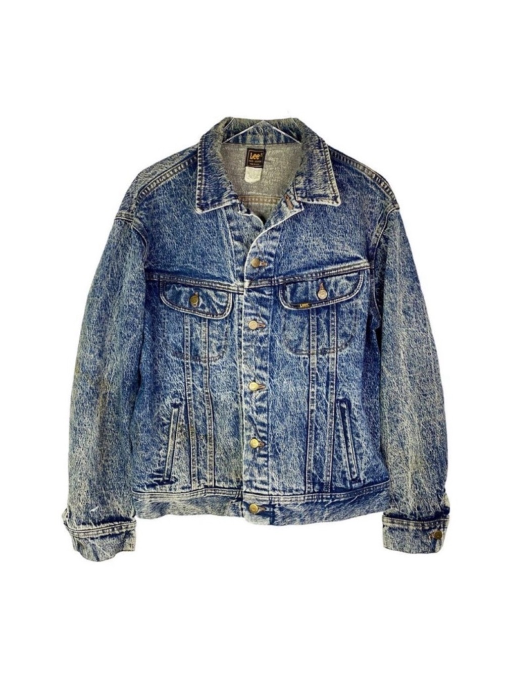 Vintage 80’s Lee PATD-153438 Acid Wash Denim Jacket - Size Large
